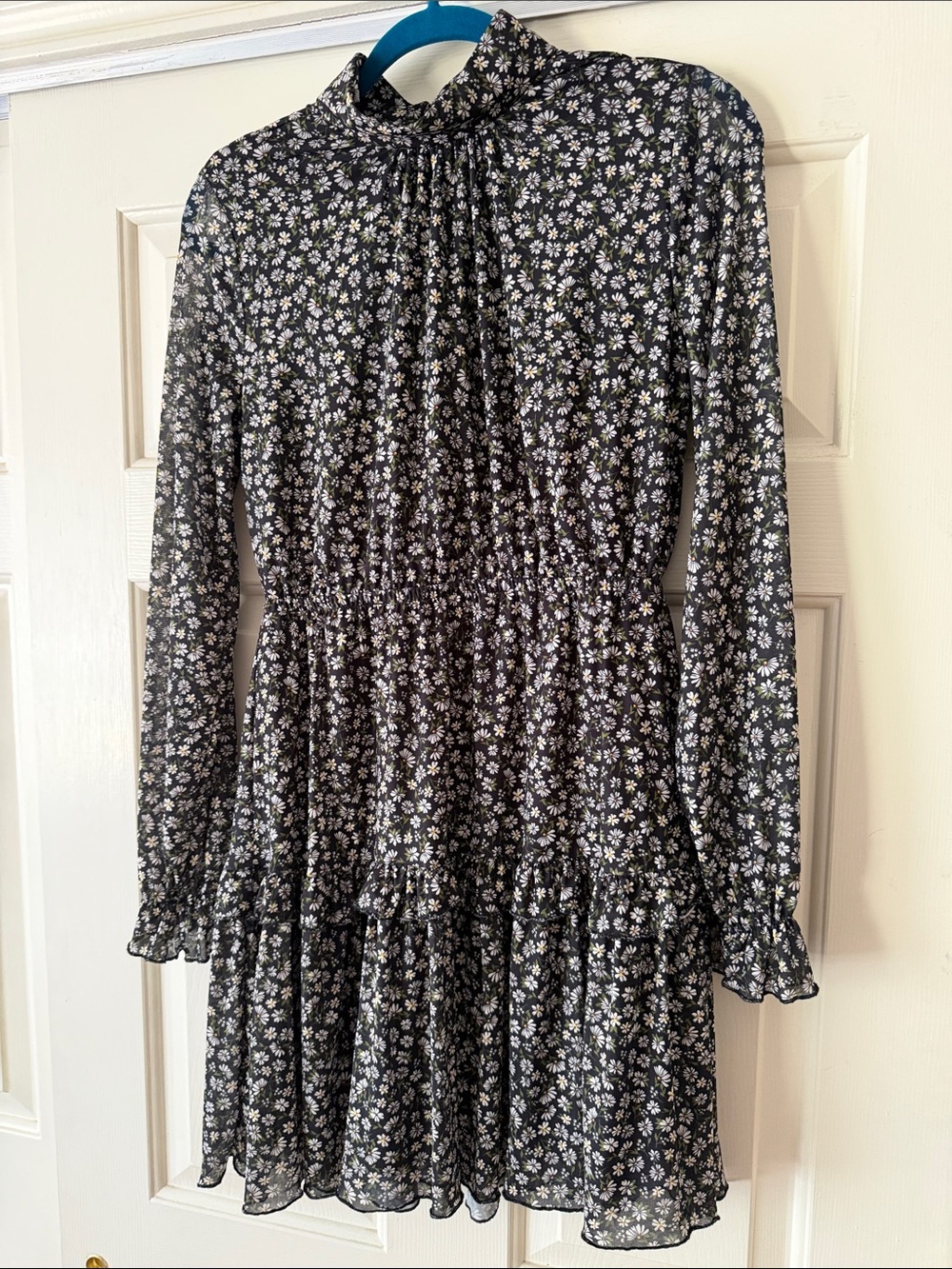 Bloomfield | Black Floral | Long-Sleeve Ruffle | Tiered Midi Dress | S